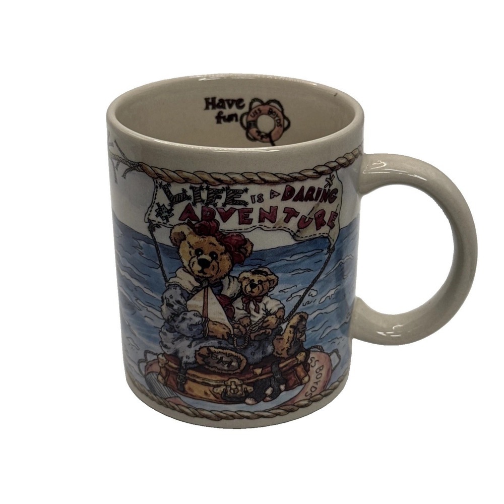 1998 Boyds Bear Coffee Mug Cup Life Is A Daring Adventure Live It Up Nautical